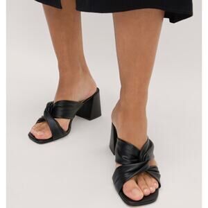 Everlane The Day Twist Heel Black Nappa Leather 3" Block Heel Comfy 10 $168